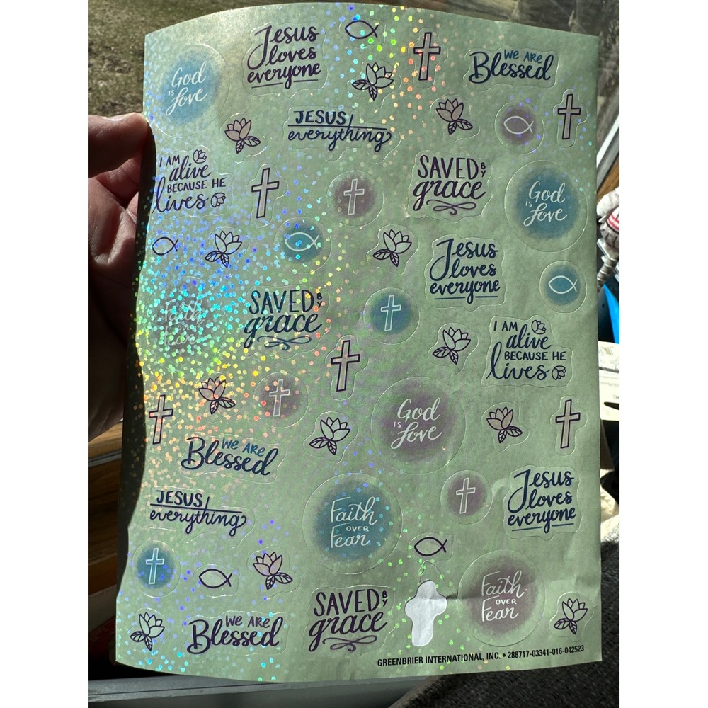 Vintage Greenbrier International Christian Faith Holographic Sticker Sheet 90s